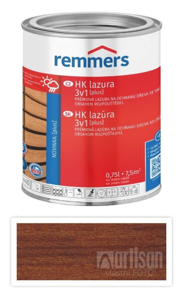 REMMERS HK lazura 3v1 Plus - ochranná lazura na dřevo pro exteriér 0.75 l Ořech Remmers