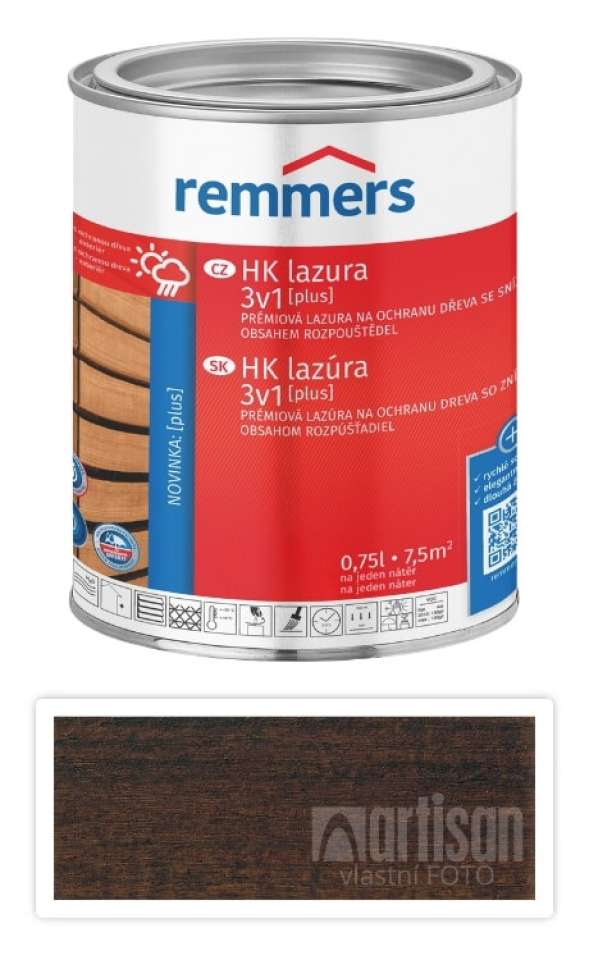 REMMERS HK lazura 3v1 Plus - ochranná lazura na dřevo pro exteriér 0.75 l Palisandr Remmers