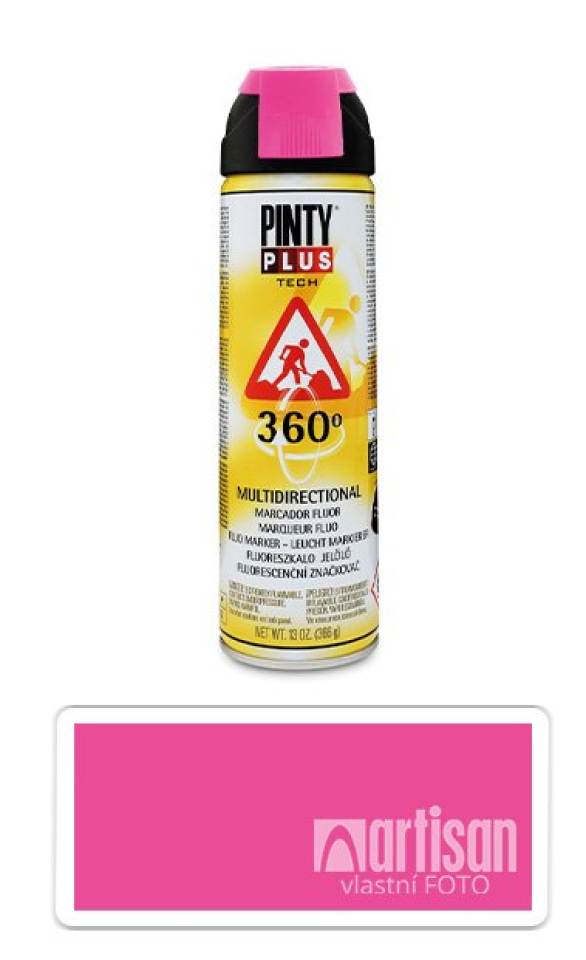 PINTYPLUS TECH - fluorescenční značkovací sprej s 360° tryskou 500 ml Višňový T184 PINTYPLUS
