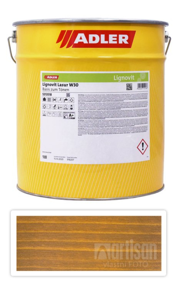 ADLER Lignovit Lasur - vodou ředitelná lazura na dřevo v exteriéru 18 l Borovice ADLER