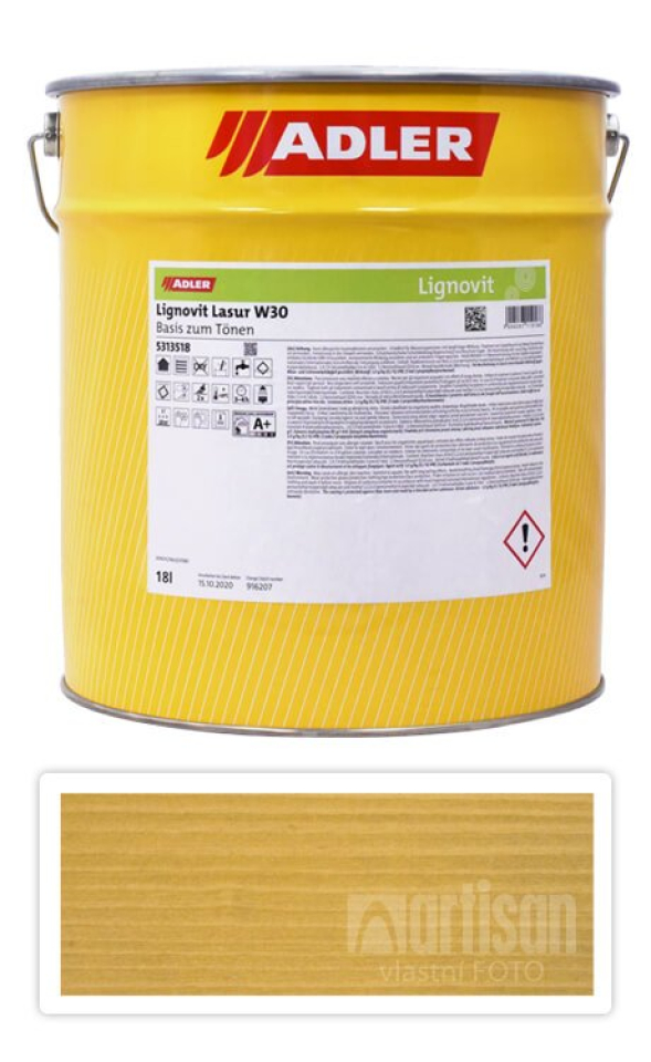 ADLER Lignovit Lasur - vodou ředitelná lazura na dřevo v exteriéru 18 l Dub ADLER