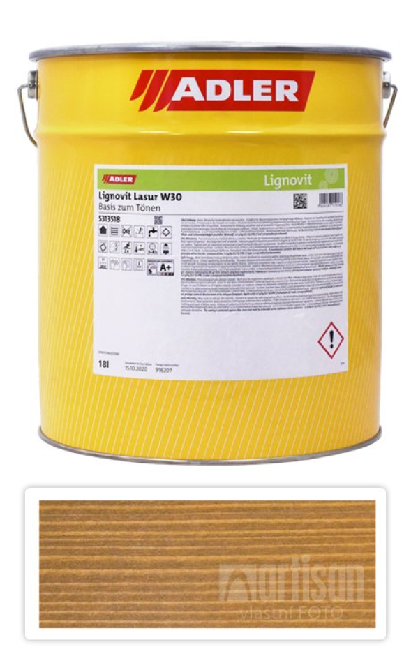 ADLER Lignovit Lasur - vodou ředitelná lazura na dřevo v exteriéru 18 l Kaštan ADLER