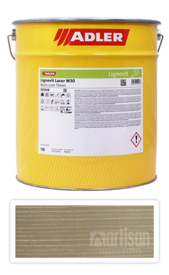 ADLER Lignovit Lasur - vodou ředitelná lazura na dřevo v exteriéru 18 l Naturgrau 53955 ADLER