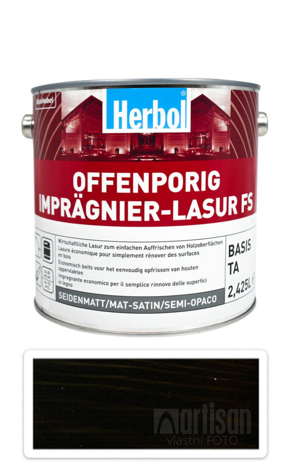 HERBOL Offenporig Impragnier-Lasur FS - impregnační lazura na dřevo 2.5 l Eben HERBOL