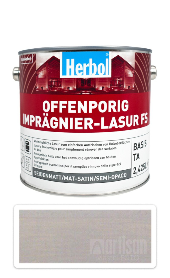 HERBOL Offenporig Impragnier-Lasur FS - impregnační lazura na dřevo 2.5 l Světle šedá HERBOL