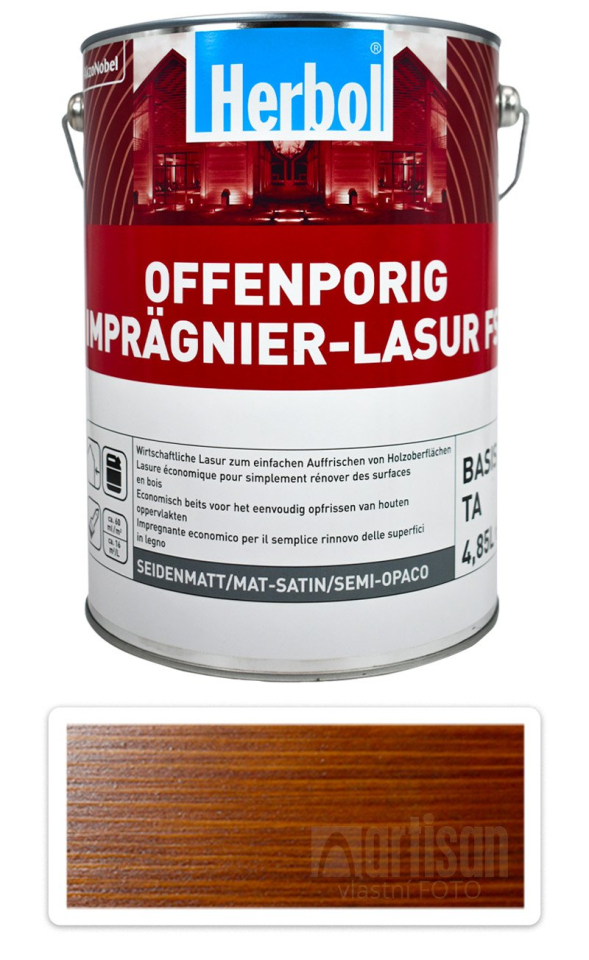 HERBOL Offenporig Impragnier-Lasur FS - impregnační lazura na dřevo 5 l Ořech HERBOL
