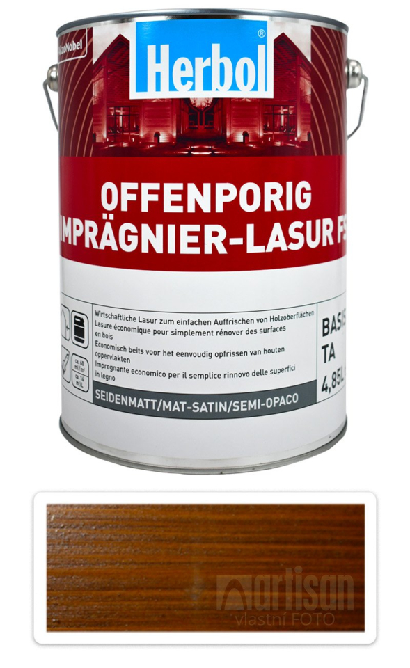 HERBOL Offenporig Impragnier-Lasur FS - impregnační lazura na dřevo 5 l Rustikální dub HERBOL
