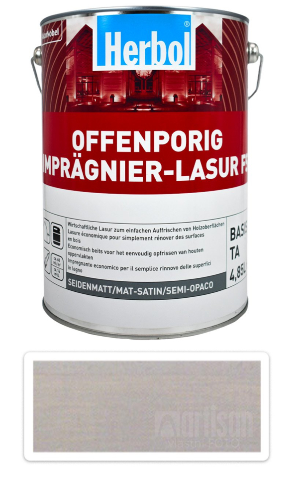HERBOL Offenporig Impragnier-Lasur FS - impregnační lazura na dřevo 5 l Světle šedá HERBOL