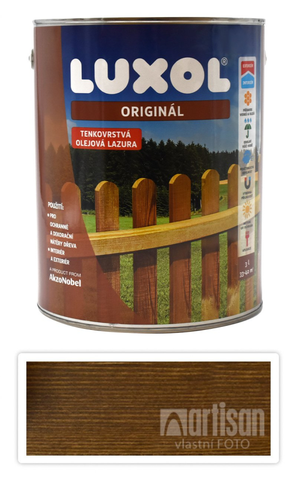 LUXOL Originál - dekorativní tenkovrstvá lazura na dřevo 3 l Ořech (20 % zdarma) LUXOL