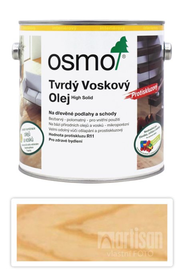 OSMO Tvrdý voskový olej pro interiéry protiskluzový R11 0.125 l Bezbarvý 3089 OSMO