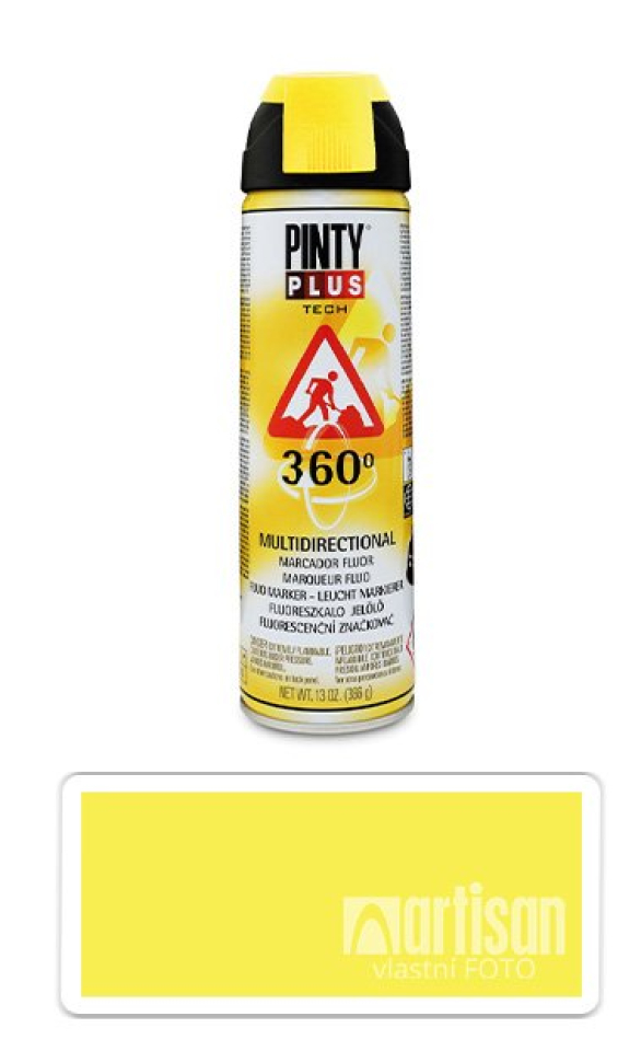 PINTYPLUS TECH - fluorescenční značkovací sprej s 360° tryskou 500 ml Žlutý T146 PINTYPLUS