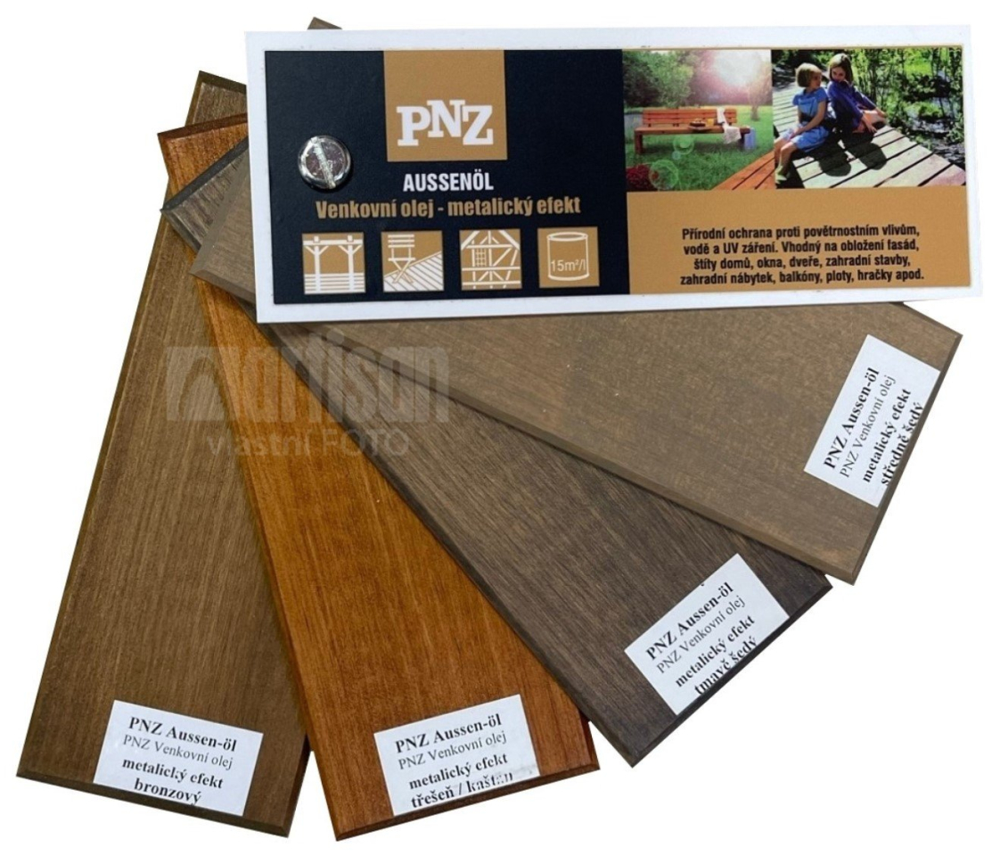 PNZ Vzorník Venkovní olej - metalické odstíny - vějíř PNZ