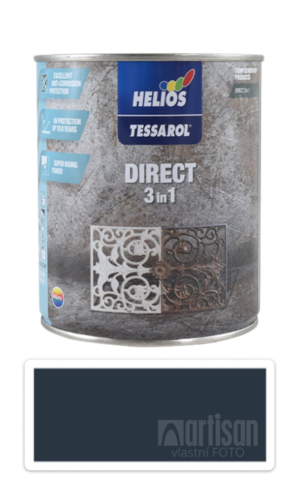 TESSAROL Direct 3in1 - antikorozní barva na kov 0.75 l Antracitově šedá RAL 7016 HELIOS
