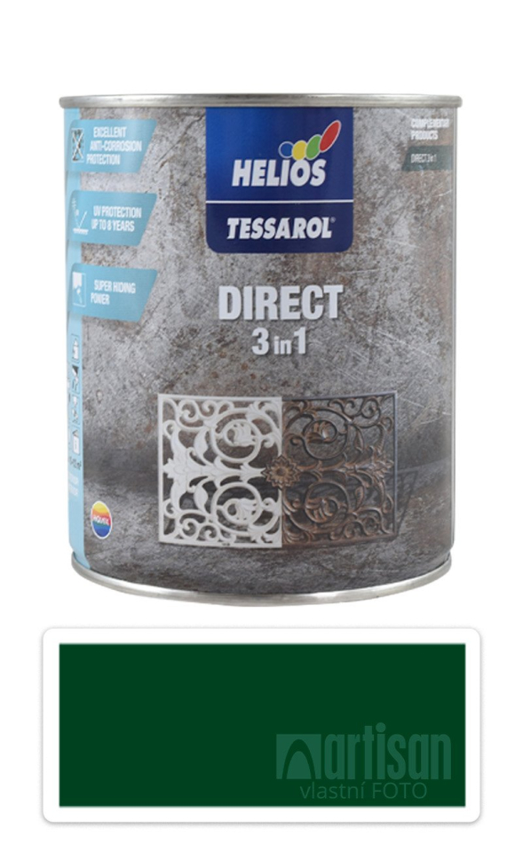TESSAROL Direct 3in1 - antikorozní barva na kov 0.75 l Zelená RAL 6005 HELIOS