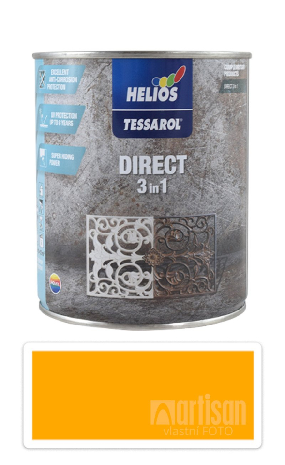TESSAROL Direct 3in1 - antikorozní barva na kov 0.75 l Žlutá RAL 1003 HELIOS
