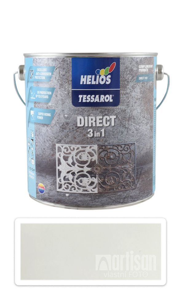 TESSAROL Direct 3in1 - antikorozní barva na kov 2.5 l Bílá HELIOS