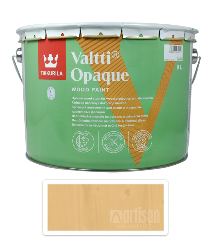 TIKKURILA Valtti Opaque - polomatná krycí barva na dřevo 9 l Q116 TIKKURILA